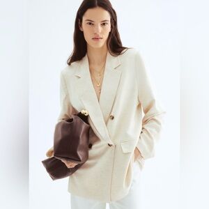 Linen Mix Double-Breasted Blazer